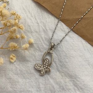 (3 / $15) Silver Butterfly Necklace